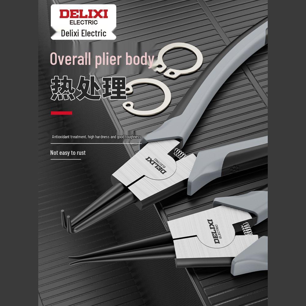 Delixi Industrial Snap Ring & Circlip Pliers Set for Internal/External Use