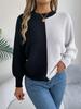 Women's Fashion Casual Loose Contrast Raglan Sleeve Sweater Long Sleeve Pullover Top