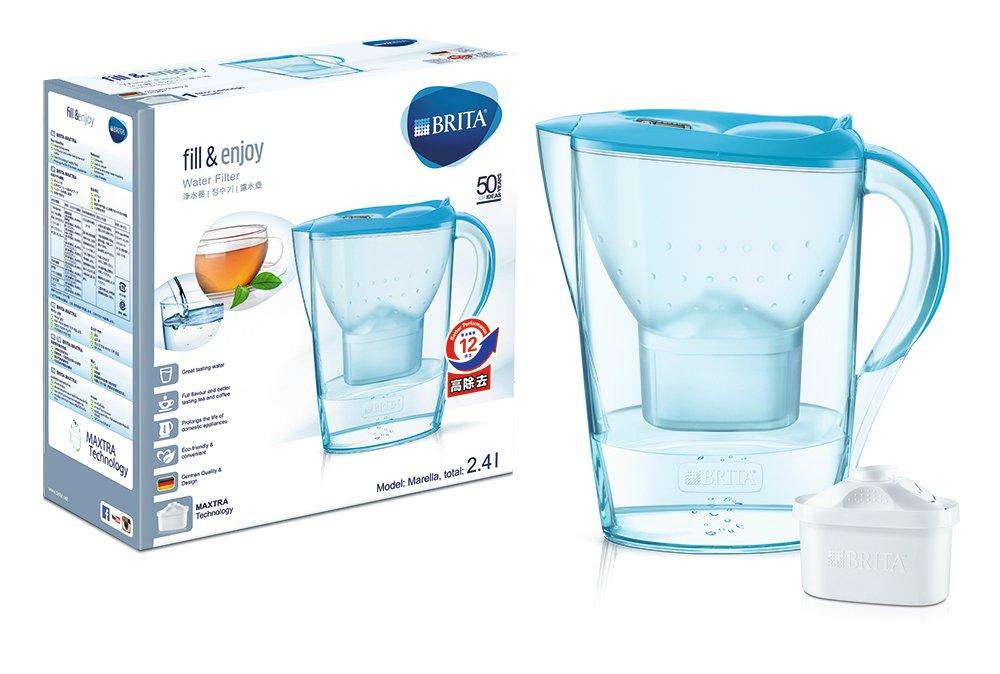 Brita 1.4L Marella Cool Orchid Blue Water Filter Jar with One Cartridge (Japan Specification, Official Japanese Product)