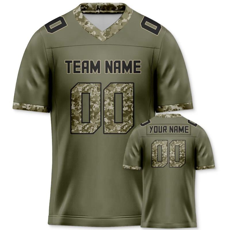 Camiseta de Fútbol Americano Camuflaje Personalizada con Nombre y Número Camuflaje Camiseta de Equipo de Fútbol para Mujeres, Hombres y Niños