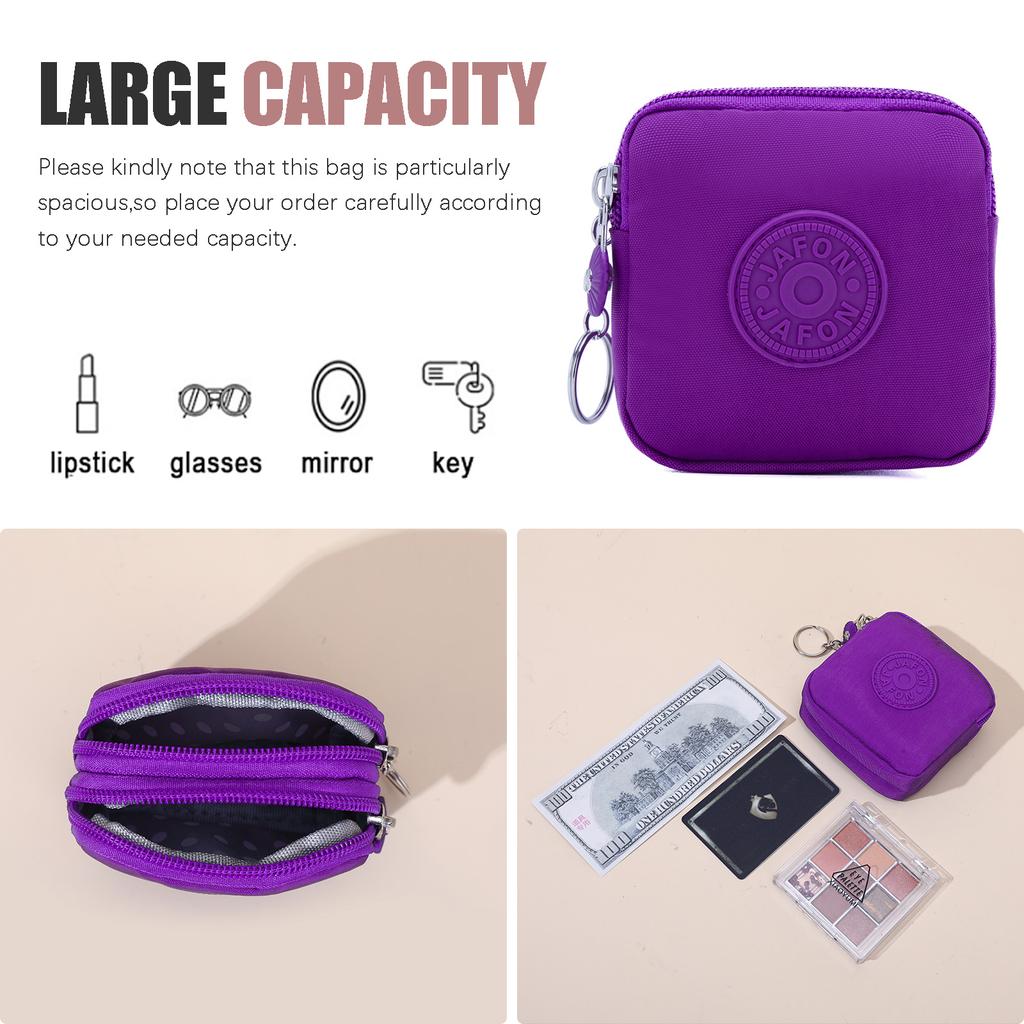 1X Nylon Zipper Coin Purse Mini Wallet for Women, Suitable for Credit Cards, Ids, Keys, And Earphones.