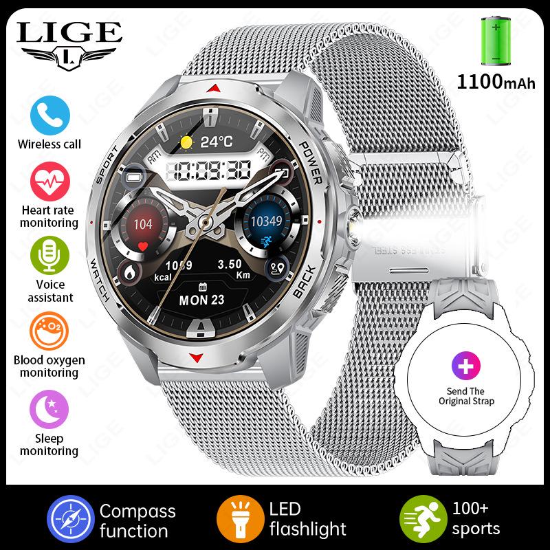 KT88 Smartwatch: HD Large Screen, Flashlight, Multi-Sport Tracking, Health Monitor, Waterproof