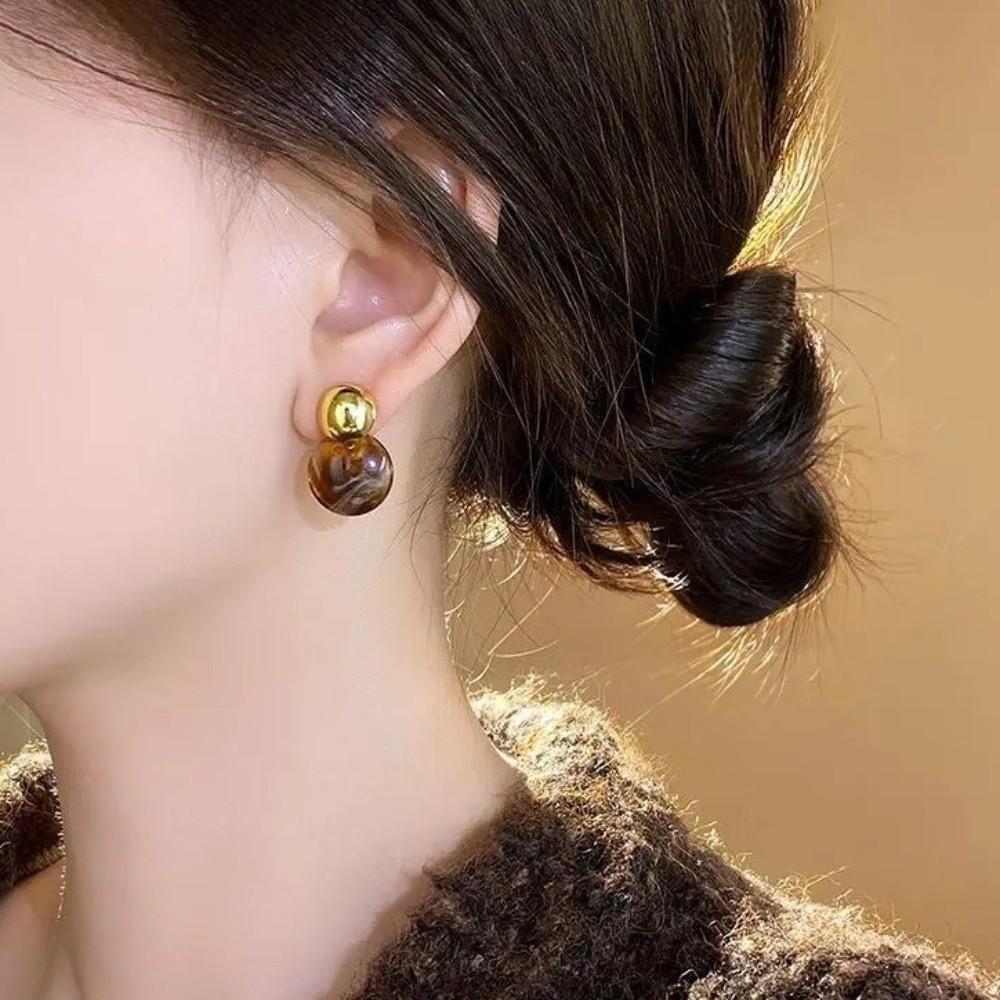Pendant Vintage Women's Earrings Fashion Jewelry Amber Ear Stud Amber Color Earrings  Women