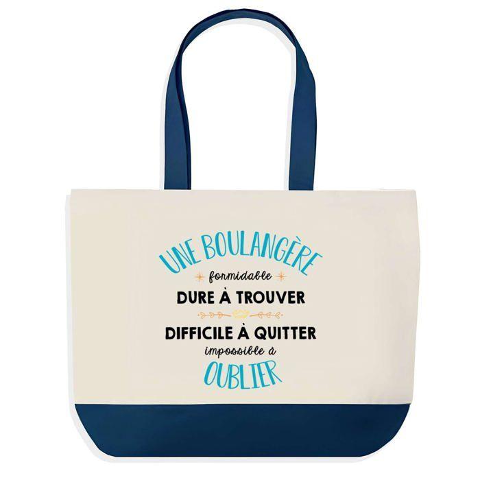 Tote bag - PLANETEE - Une Boulangère Formidable - Fond bleu - Coton - 40 x 45 cm
