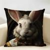 Rabbit Portrait Renaissance Cushion Cover Natural Linen Organic Fabric DoubleSided Printing Room Sofa Decor Pillow Case