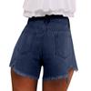 Женские джинсовые шорты с рваной бахромой и высокой талией