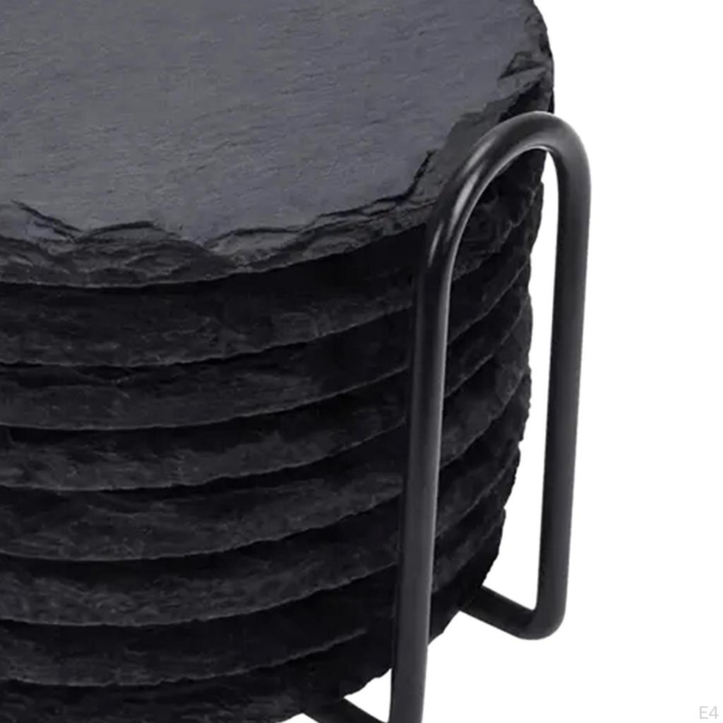 8 stück Schiefer Untersetzer für Getränke Tasse Untersetzer Stein Set mit Halter Hotel Home Office