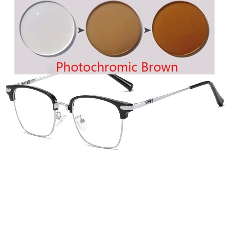 0 -0.5 -0.75 To -6.0 Half Frame Square Prescription Glasses For The Nearsighted Anti Blue Rays Presbyopic Glasses +0.5 To +4.0
