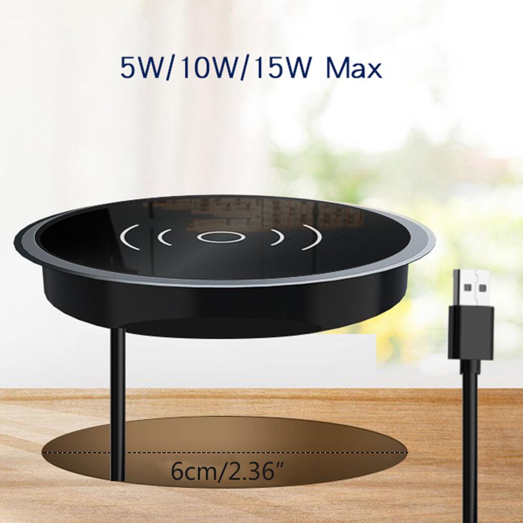 15W Desk Embedded Wireless Charger for Phone 15 S22 Counter Desktop Bedside Table Furniture Office Smartphones Charger