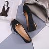 New flat bottom pointed head shallow mouth single shoes women's fashion metal head bright leather princess shoes