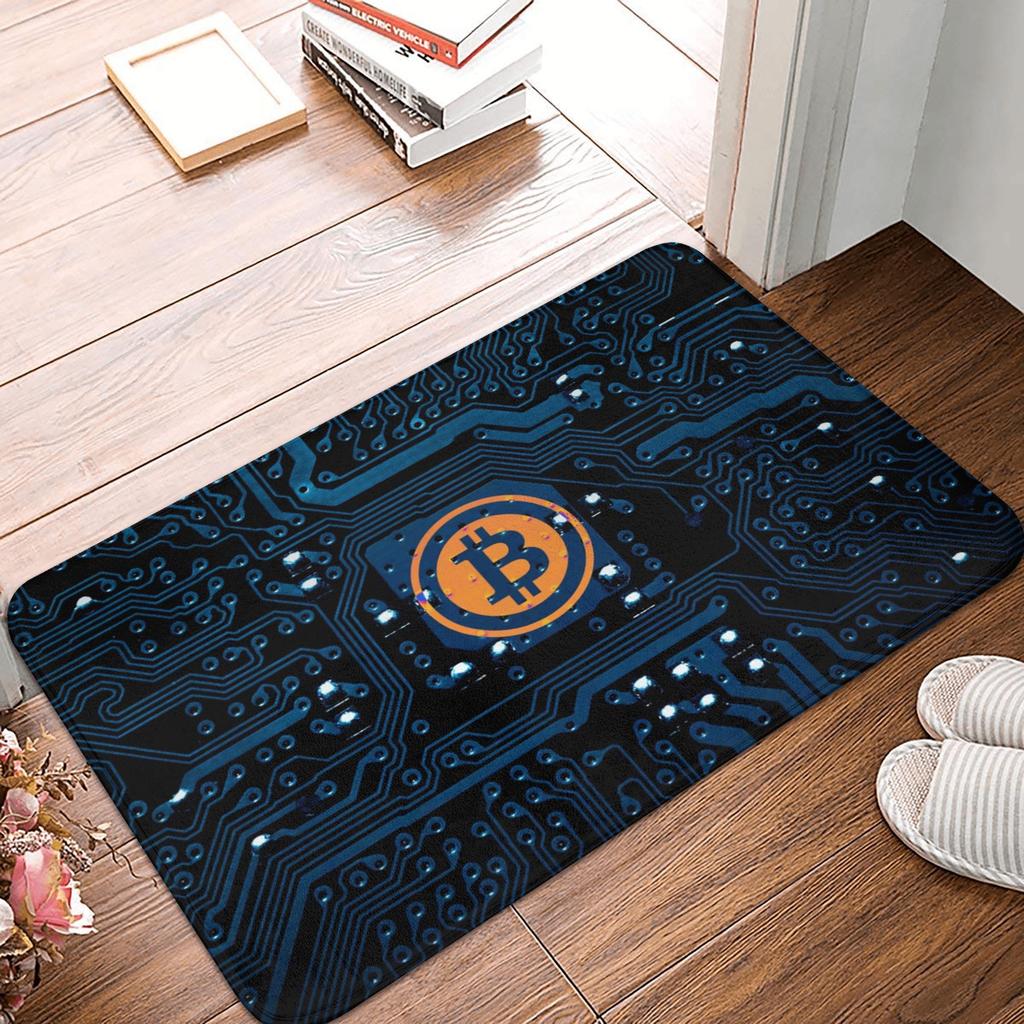 Bitcoin Cryptocurrency Crypto Digital Code Doormat Mat Anti-Slip BTC Blockchain Bath Kitchen Garage Rug Carpet 40*60cm
