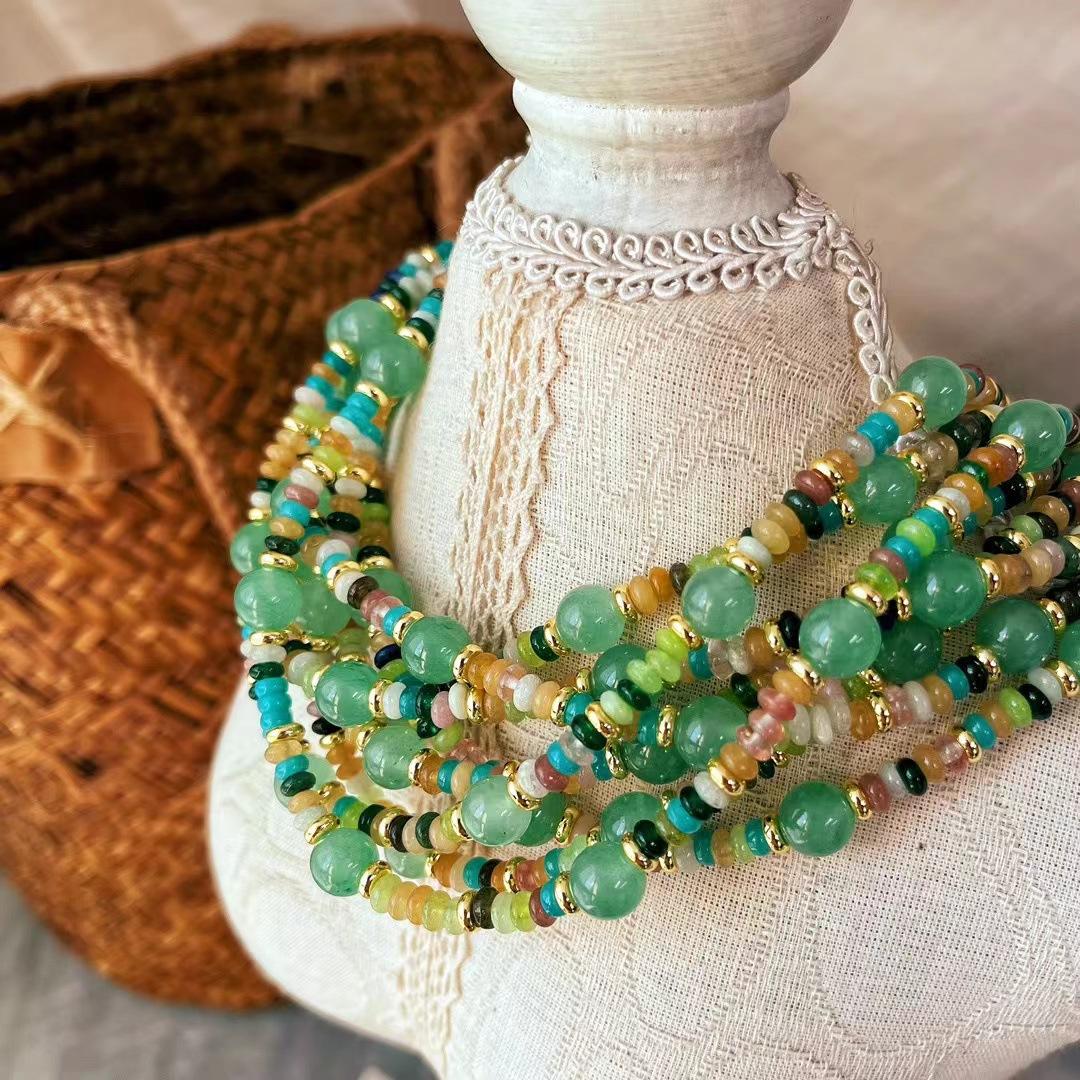Turquoise Flying Saucer Beads Natural Dongling Jade Necklace Neck Chain Collarbone Chain Niche Personality
