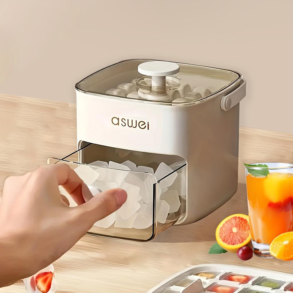 Mașină de fabricat cuburi de gheață cu 48 de gheață cu capac ușor de apăsat, tavă de depozitare din plastic alimentară pentru congelator pentru whisky și cocktail-uri, obiect de bucătărie esențial