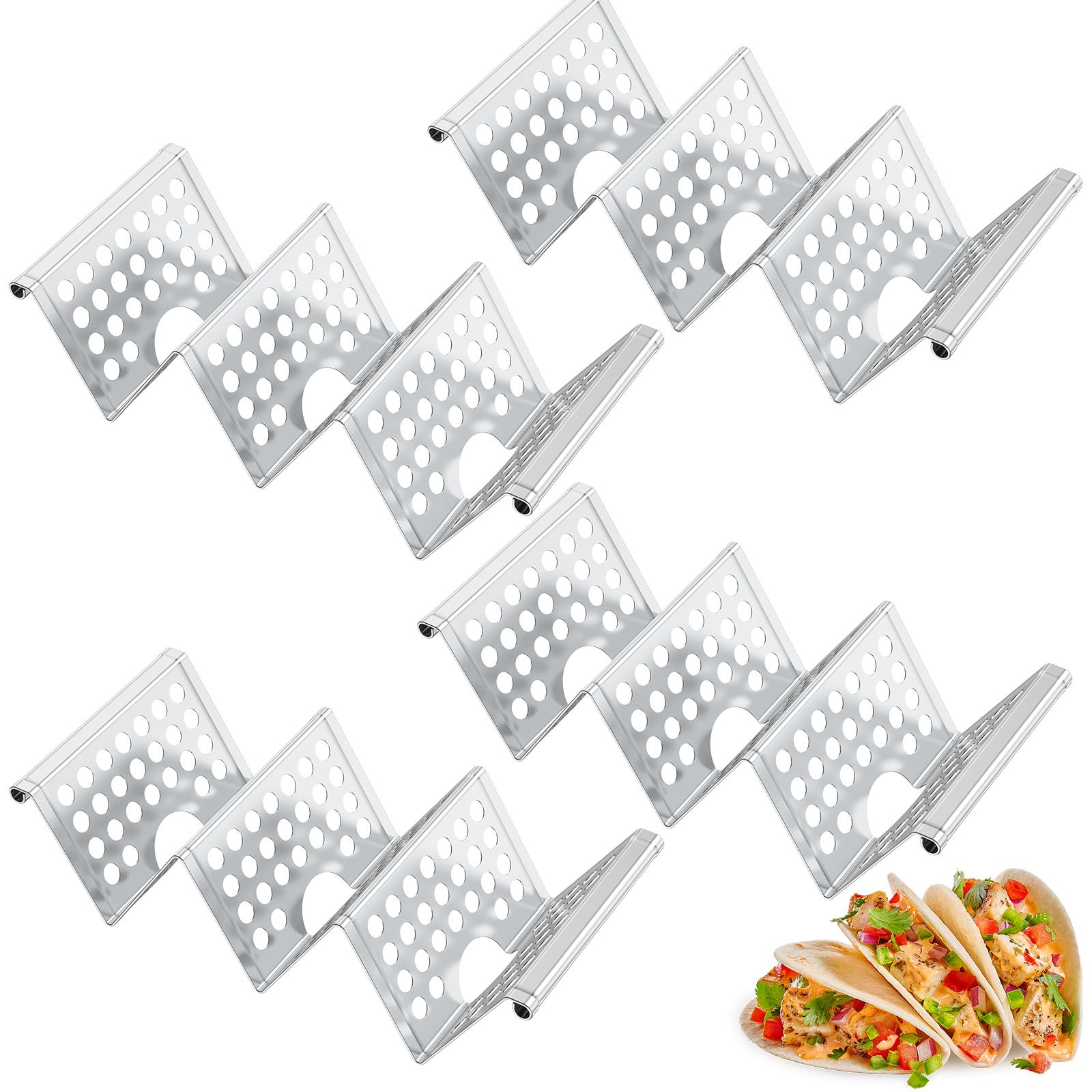 

4Pcs Taco Holder Stainless Steel Taco Holder Stand Taco Rack Holds Up to 3 Tacos Grill Oven and Dishwasher Safe Taco Stand
