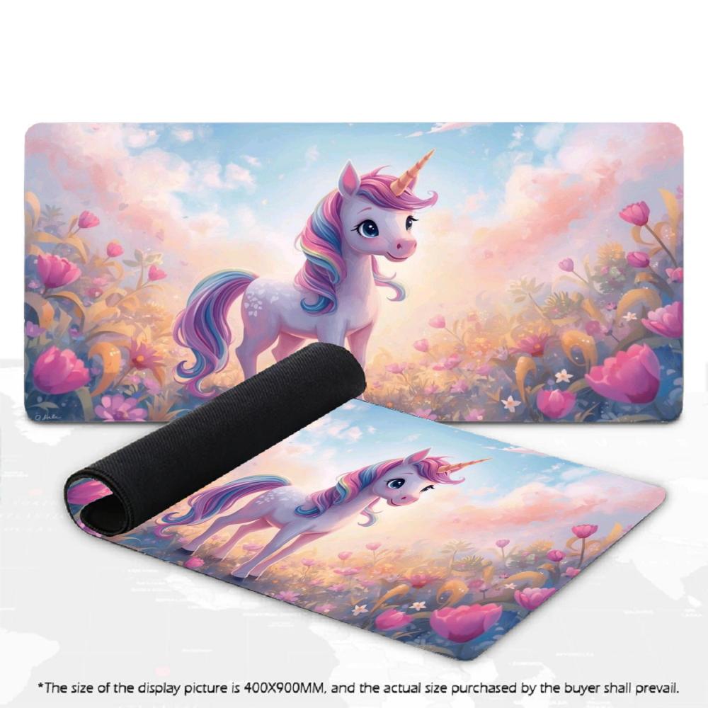 Cute Cartoon Unicorn Mouse Pad XXL Colorful Flower Garden Non‑Slip Rubber Deskmat Pc Game Keyboard Mats Large Computer Mouse Mat
