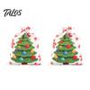 Christmas Eve Gift Wraps 2Pcs Drawstring Bags, Xmas Tree Reindeer Printed Candy Treat Family Party Holders Pouches, Reusable Fabric Holiday