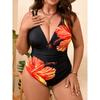 Damen S Floral Print Sexy Rückenfrei Eng Übergröße Badeanzug
