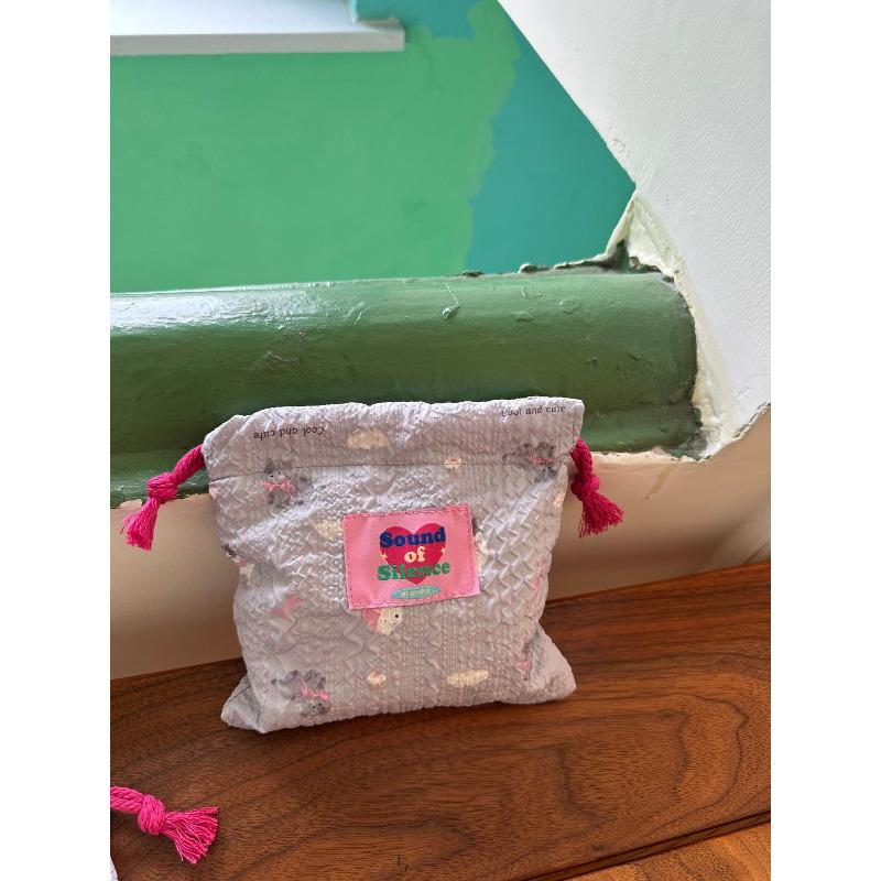 Cute Cartoon Bubble Drawstring Pouch, Portable Polyester Storage Bag for Travel