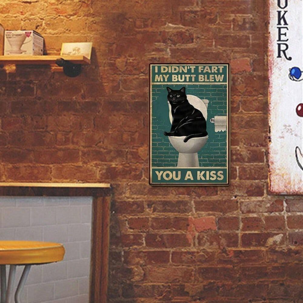 Metal Poster Wall Decor, Retro Vintage Black Cat Rectangle, Bar Pub Home Art
