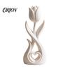 Stylish Entrance Hall Decor 3D Printed Tulip Flower Figurine with Hollow Heart Decor, Modern Desktop Decorative Figurines Ornament, Sculpture