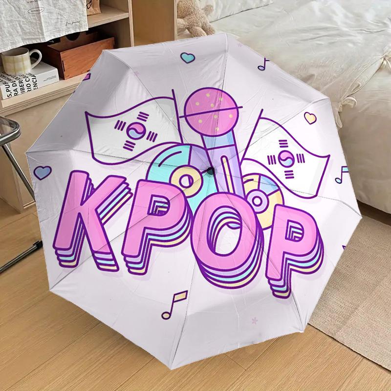 

1pc K-Pop Automatic Folding Umbrella, Portable Collapsible Design, Casual Outdoor Accessory 031