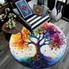 Colorful Tree Round Area Rug,Carpet Rug for Living Room Bedroom Sofa Playroom Decor,Non-slip Floor Mat