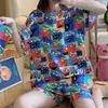 Womens Sleepwear Cute Cartoon Printed Pajama Set Summer Short Sleeve T Shirts Shorts Nightwear