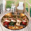 Cute Christmas Day Gift Bell Santa Claus Snowman Christmas Tree round rug Home Soft Decorative Anti slip Chair Mat Carpet Outdoor Floor Mat Carpet 95
