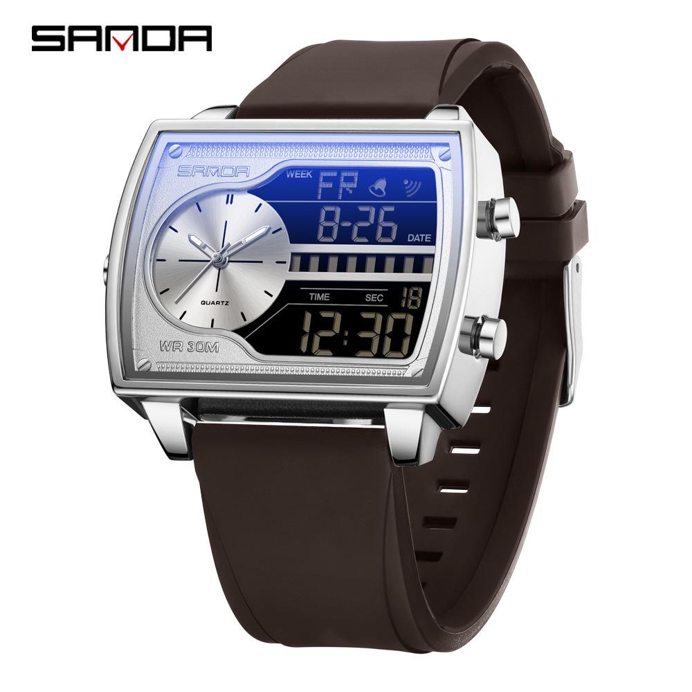 Sanda Multifunctional Waterproof Men s Sports Watch with Stylish Dual Display.