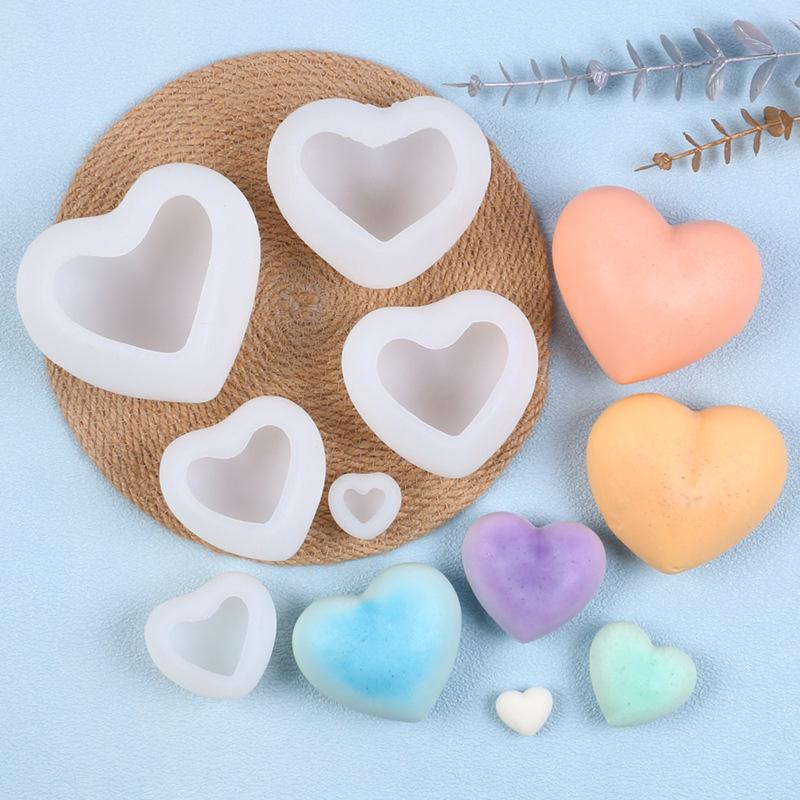 DIY 3D Heart-Shaped Silicone Mold for Valentine's Day Car Freshener, Candle, Squeeze Toy, and Decoration.