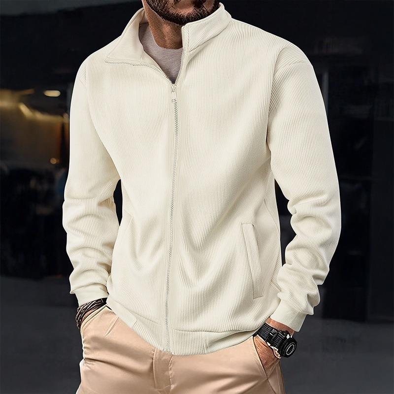 Men S Stand Collar Thick Fleece Lined Loose Casual Jacket