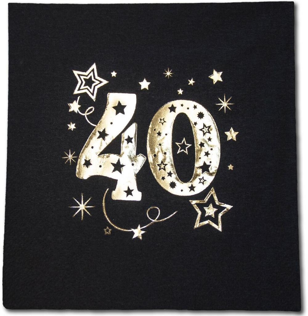 Napkins 40th Birthday Black Gold 33X33Cm 20Pcs
