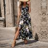 Vacation Casual Suspender Long Skirt Sexy Elegant V-neck Floral Dress