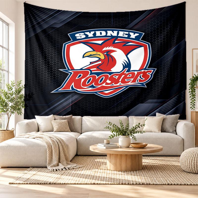 Sydney Roosters Wall Tapestry, Soft Fabric Wall Hanging, Decorative Backdrop For Bedroom Home Wall Art