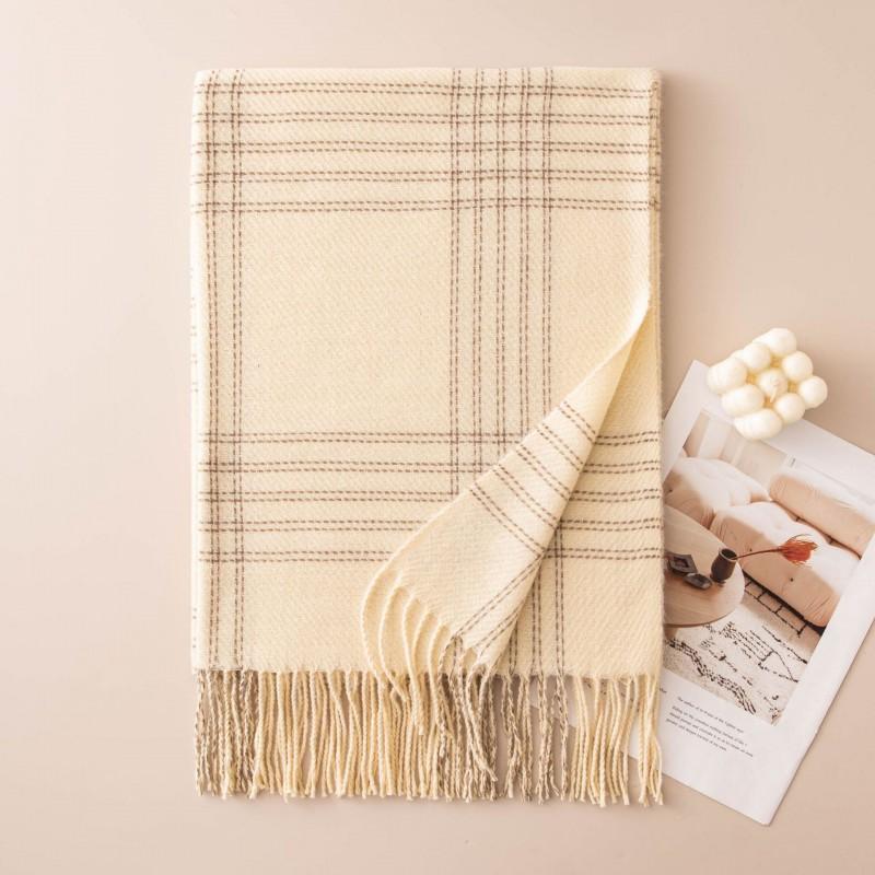 Premium Vintage-Style Faux Cashmere Scarf Thick Plaid Wrap Winter Fall Unisex Elegant Warm Neckwear
