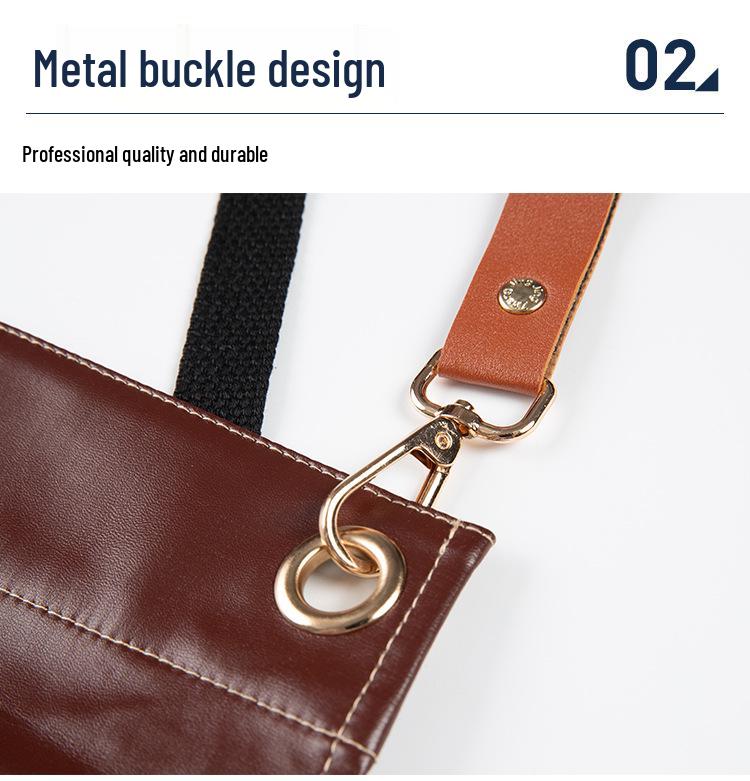 Custom Waterproof Leather Apron with Logo for Kitchen, Catering, Seafood, Fish Cutting - Oil-Proof Waist Apron