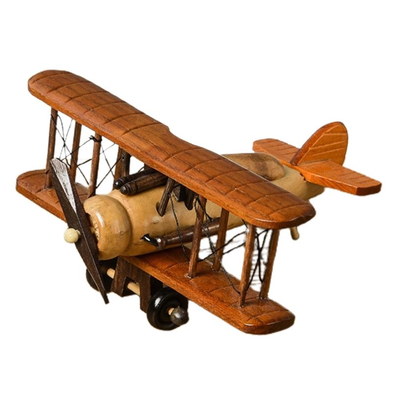 Handmade Wooded Air Plane Model Ornament Living Room Desktop Creative Decoration