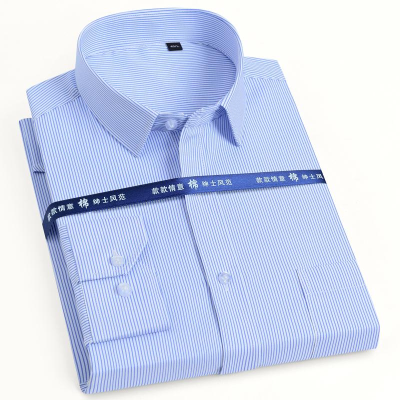 

Весна/Лето новая мужская классическая рубашка в полоску с длинными рукавами и одним карманом, деловая рубашка с логотипом, офисная социальная рубашка 38
