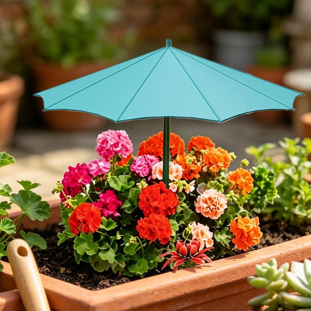 Sombra Para Plantas 3 Piezas Protección UV Sombra 26.5cm Sombrilla de Jardín Con Estaca Para Exterior Patio Balcón Macizo de Flores