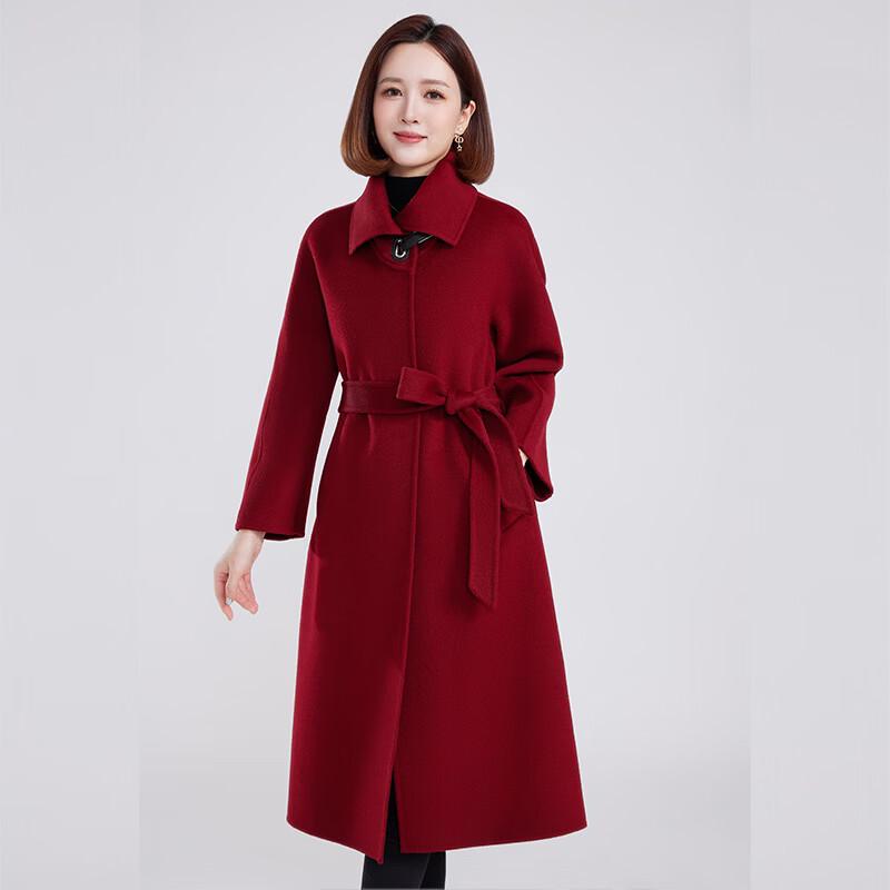 Fengmao Women's 100% Wool Mid-Length Double-Faced Coat