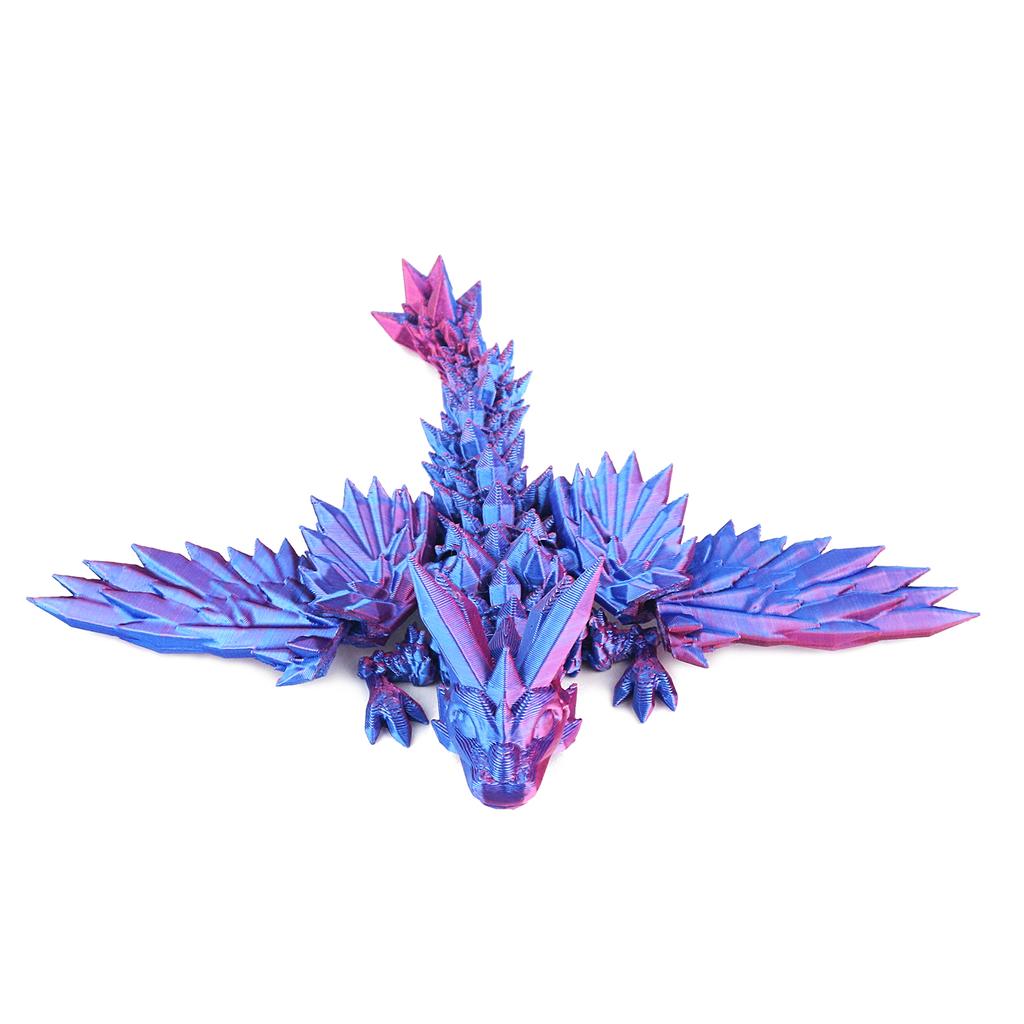 3D Printed Gemstone Flying Dragon Gift Toy with Wings That Can Be Twisted To Relieve Stress, Creative Dragon Figurine Toy