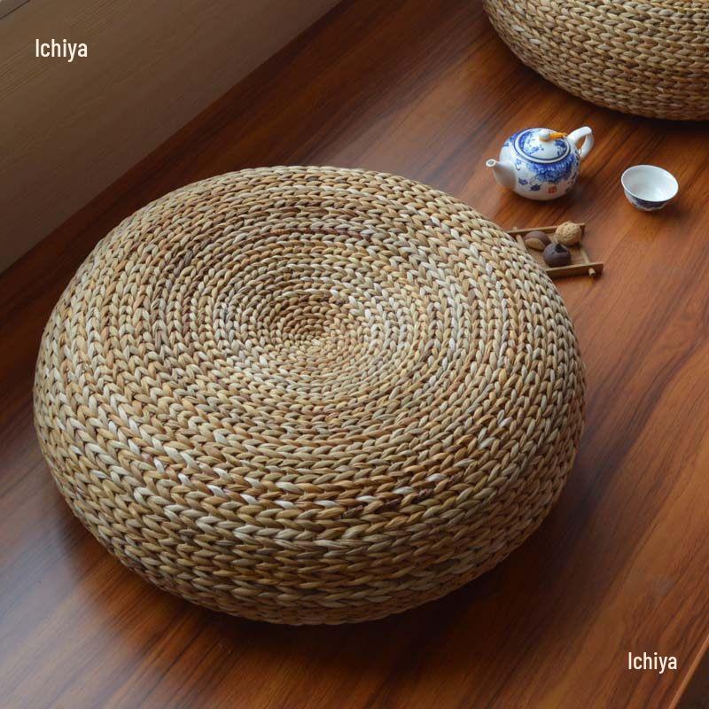 Japanisches Tatami Rattan Bodenkissen - Dicke Runde Zen Meditationsmatte