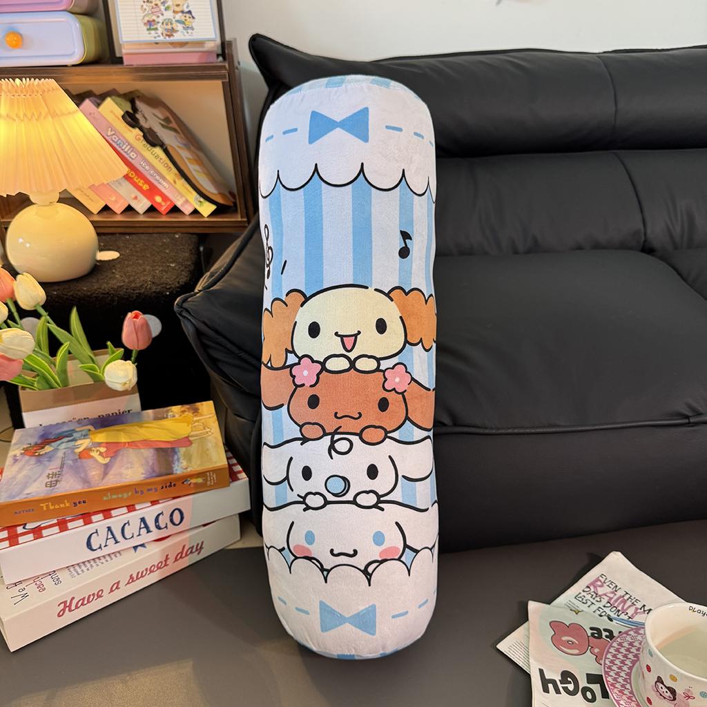 55cm Cartoon Anime Long Plushies Kuromi My Melody Cinnamoroll Japanese Style Printed Pattern Cylindrical Plush Toy Washable