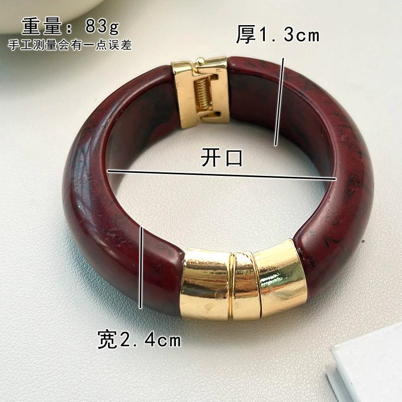 Fashionable French Retro Punk Wide-Edge Alloy Open Bracelet Simple Trendy Individual Ladies' Wristband Gift For Friends