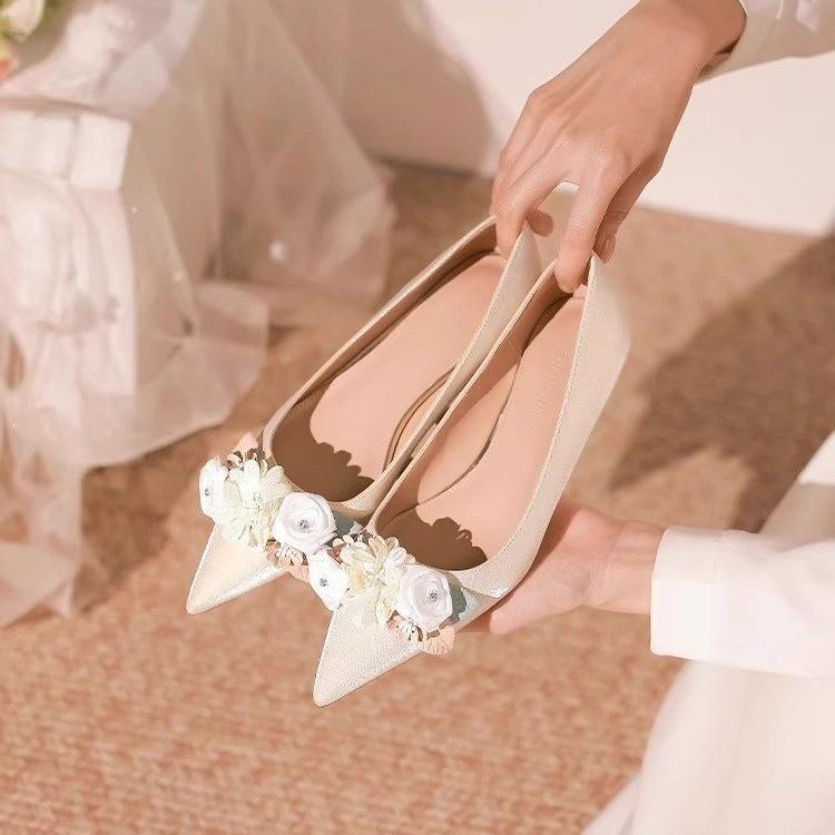 

Нишевые красивые туфли на высоком каблуке с французским темпераментом, свадебные туфли, женские новые туфли в сказочном стиле, не утомляют 40