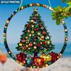 Illuminated Christmas Tree Sun Catcher. 7.87" Circular Acrylic with 3D Effect for Holiday Decor.