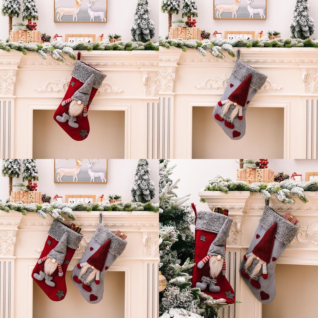 Crafted Christmas Beautifully Stockings With Grey Trim Santa And Soft Rudolph Toys