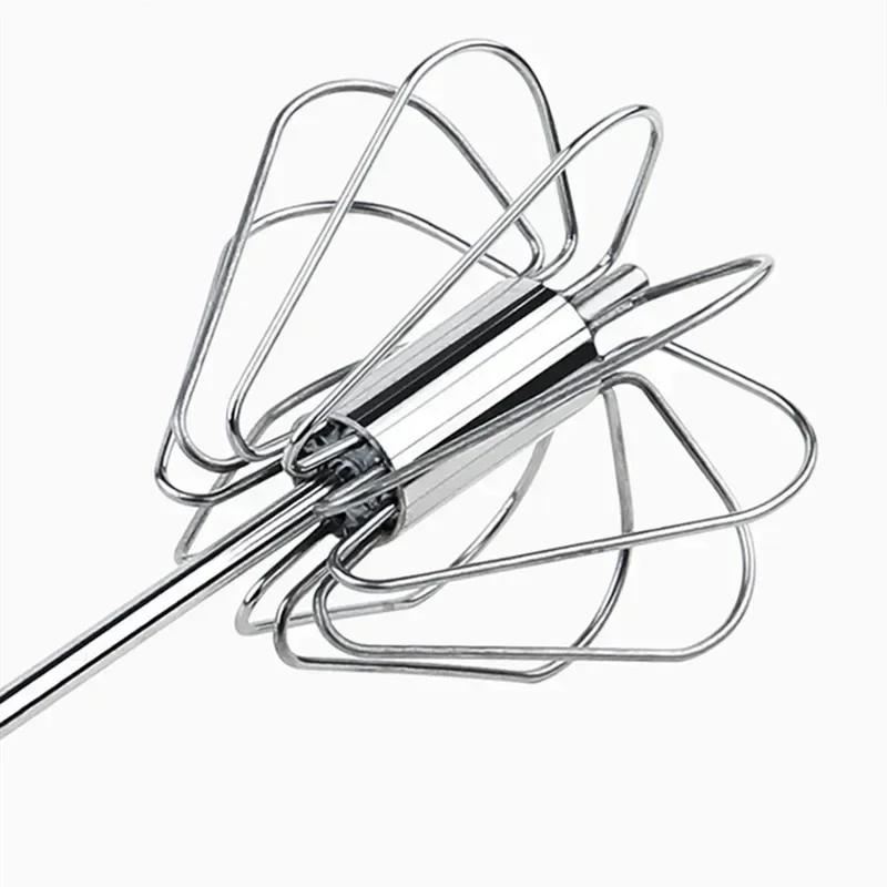 Kitchen Baking Small Tools Stainless Steel Egg Beater Hand Pressure Rotating Semi-Automatic Mixer Coffee Mixing Handheld Tools