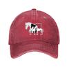 Horse Family Print Denim Baseball Cap Adjustable Washed Cotton Dad Hat Casual