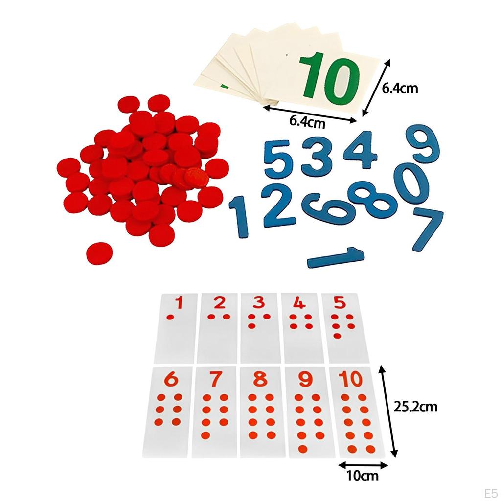 Educational Math Learning Set for Kids - Number Counting Blocks & Cards